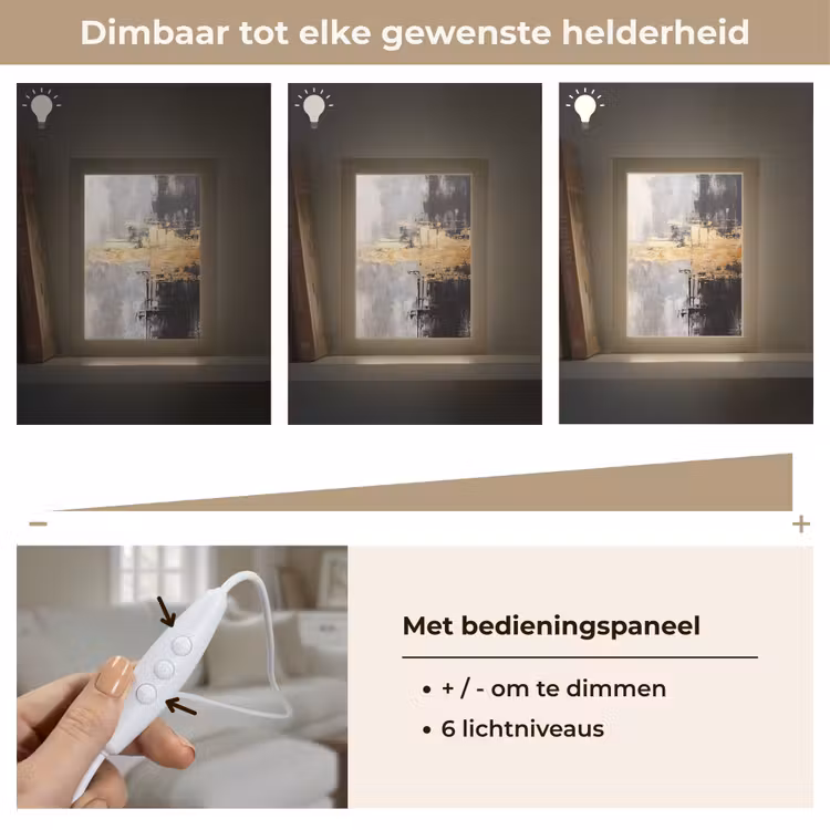 Goud - Luxe - Acryl - Kunst Light Box met kabel (Tafellamp) klein -USP_dimbaarNL