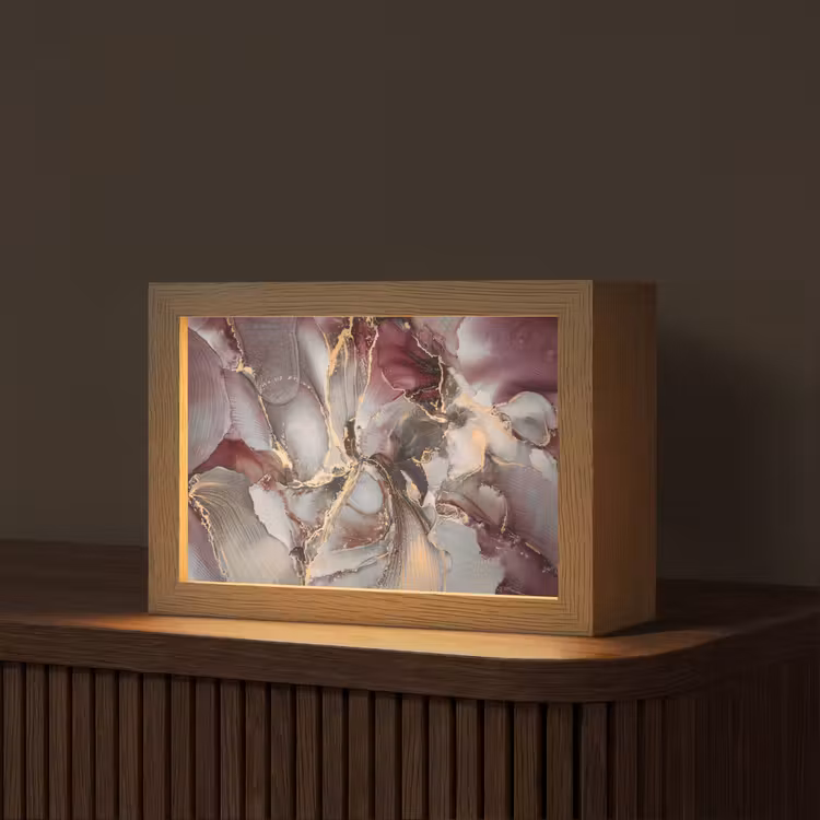 Goud - Marmer - Paars Light Box met kabel (Tafellamp) klein -z3d_website