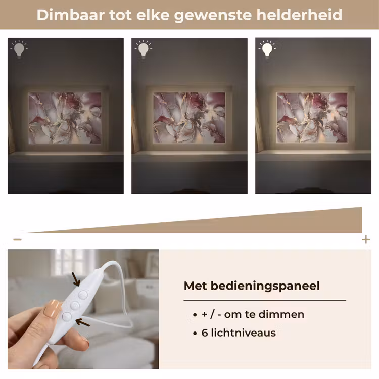 Goud - Marmer - Paars Light Box met kabel (Tafellamp) klein -USP_dimbaarNL