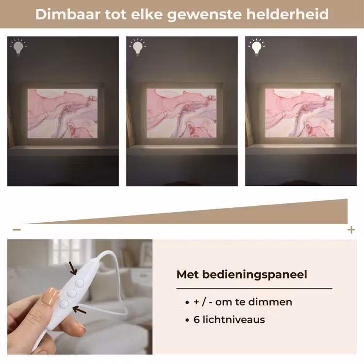 Goud - Marmer - Roze Light Box met kabel (Tafellamp) klein -USP_dimbaarNL