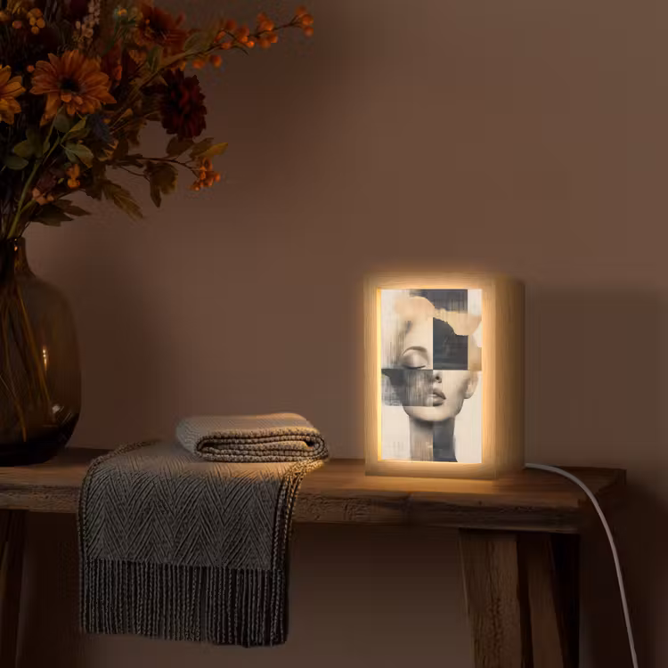 Goud - Vrouw - Rechthoeken Light Box met kabel (Tafellamp) klein -sfeer4