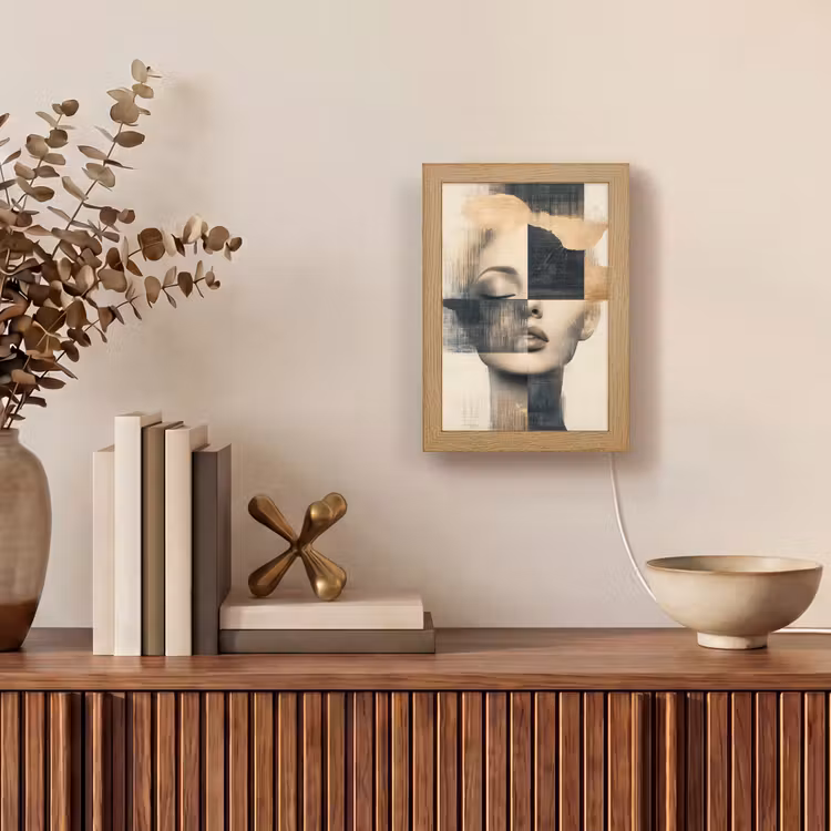 Goud - Vrouw - Rechthoeken Light Box met kabel (Tafellamp) klein -sfeer2