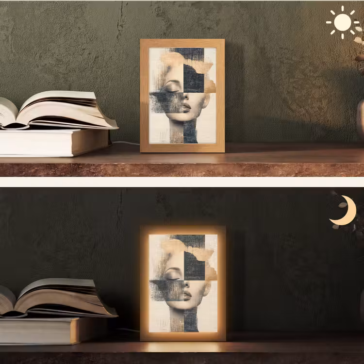 Goud - Vrouw - Rechthoeken Light Box met kabel (Tafellamp) klein -sfeer3