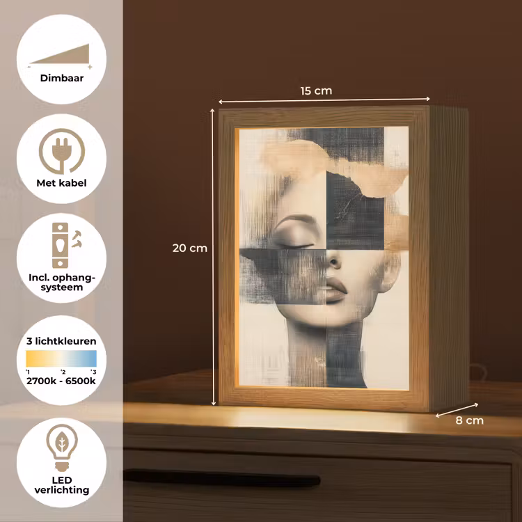 Goud - Vrouw - Rechthoeken Light Box met kabel (Tafellamp) klein -USP_NL