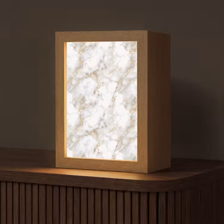 Gouden aders - Marmer - Wit Light Box met kabel (Tafellamp) klein 925 -z3d_website