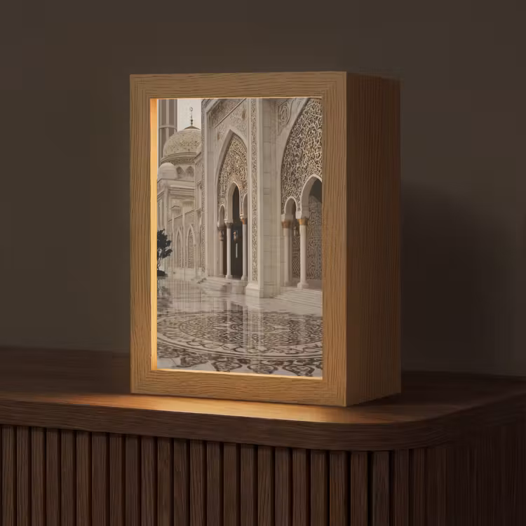 Gouden details - Marmer - Islamitisch Light Box met kabel (Tafellamp) klein -z3d_website