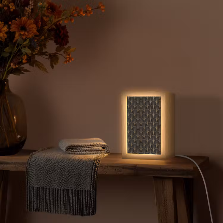 Gouden - Waaiers - Zwart Light Box met kabel (Tafellamp) klein 925 -sfeer4