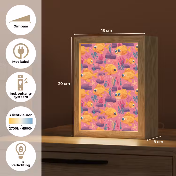 Goudvissen - Koraal - Kleurrijk Light Box met kabel (Tafellamp) klein 925 -USP_NL