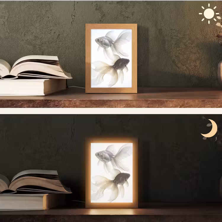 Goudvissen - Modern - Wit Light Box met kabel (Tafellamp) klein -sfeer3