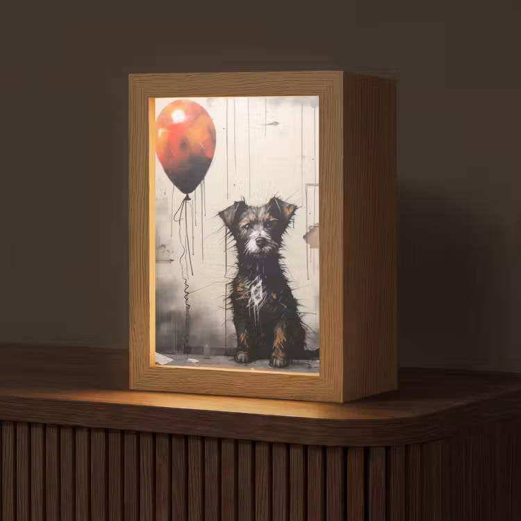 Graffiti - Hond - Ballon - Dieren Light Box met kabel (Tafellamp) klein -z3d_website