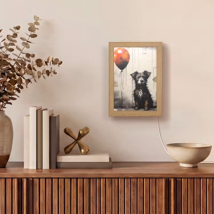 Graffiti - Hond - Ballon - Dieren Light Box met kabel (Tafellamp) klein -sfeer2