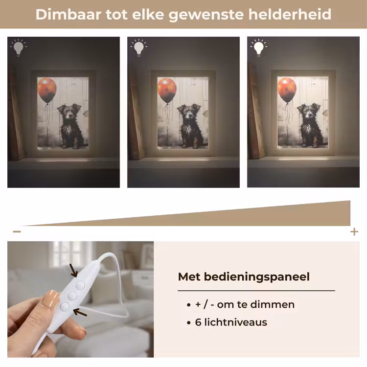 Graffiti - Hond - Ballon - Dieren Light Box met kabel (Tafellamp) klein -USP_dimbaarNL