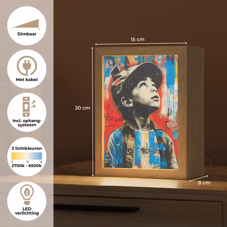 Graffiti - Jongen - Street art - Kleuren Light Box met kabel (Tafellamp) klein -USP_NL