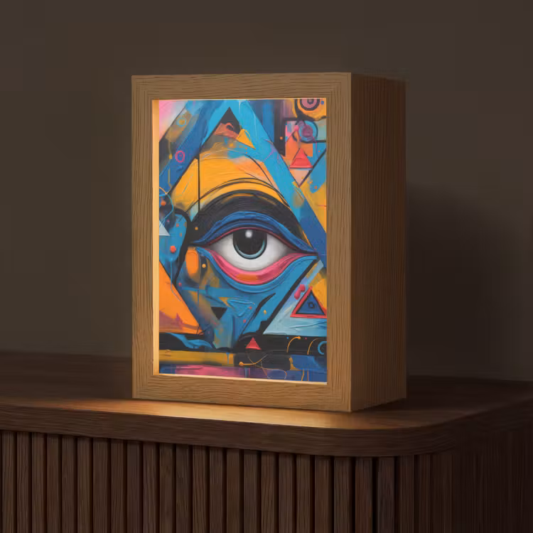 Graffiti - Kleuren - Oog - Kunst Light Box met kabel (Tafellamp) klein -z3d_website