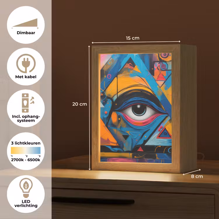Graffiti - Kleuren - Oog - Kunst Light Box met kabel (Tafellamp) klein -USP_NL