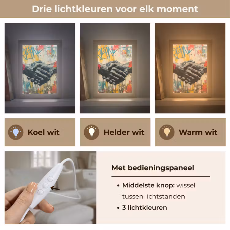 Graffiti - Rozen - Handen - Street art Light Box met kabel (Tafellamp) klein -USP_lichtkleurNL