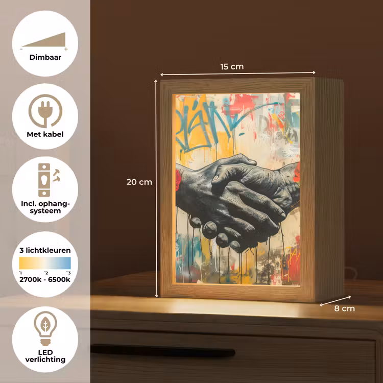 Graffiti - Rozen - Handen - Street art Light Box met kabel (Tafellamp) klein -USP_NL