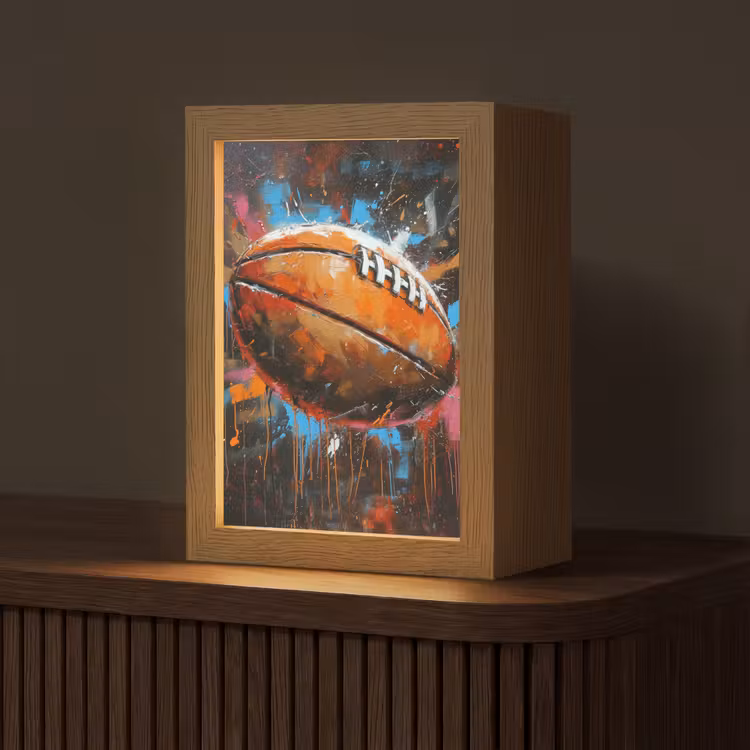 Graffiti - Rugby - Kleurrijk - Rugbybal Light Box met kabel (Tafellamp) klein -z3d_website