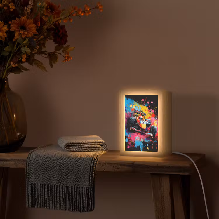 Graffiti - Sport - Auto - Formule 1 - Autosport Light Box met kabel (Tafellamp) klein -sfeer4