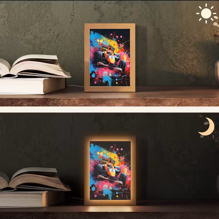 Graffiti - Sport - Auto - Formule 1 - Autosport Light Box met kabel (Tafellamp) klein -sfeer3