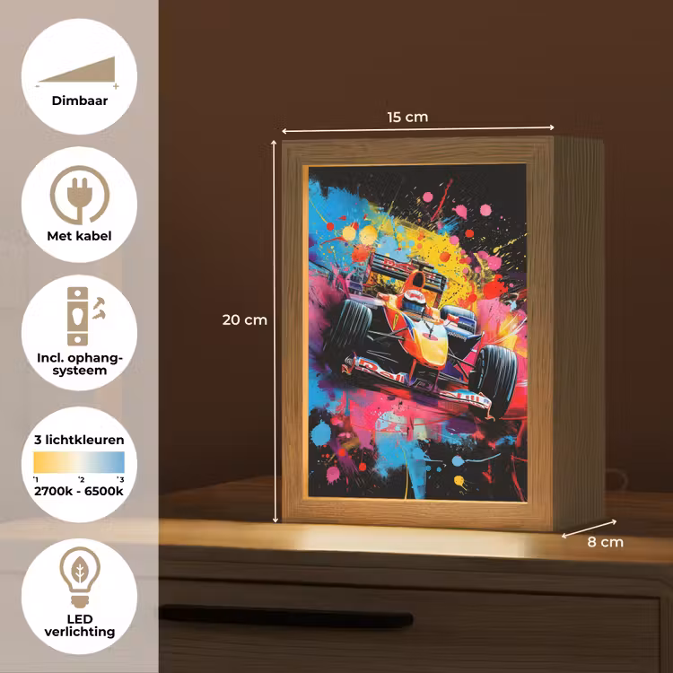Graffiti - Sport - Auto - Formule 1 - Autosport Light Box met kabel (Tafellamp) klein -USP_NL