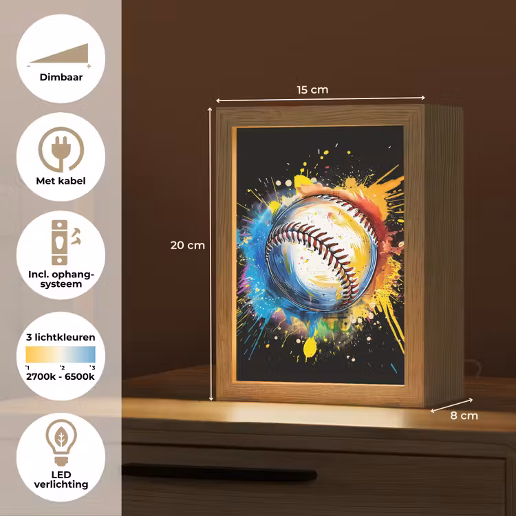 Graffiti - Sport - Baseball - Honkbal Light Box met kabel (Tafellamp) klein -USP_NL