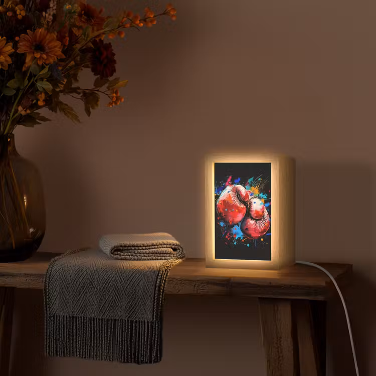Graffiti - Sport - Boksen - Bokshandschoenen Light Box met kabel (Tafellamp) klein -sfeer4