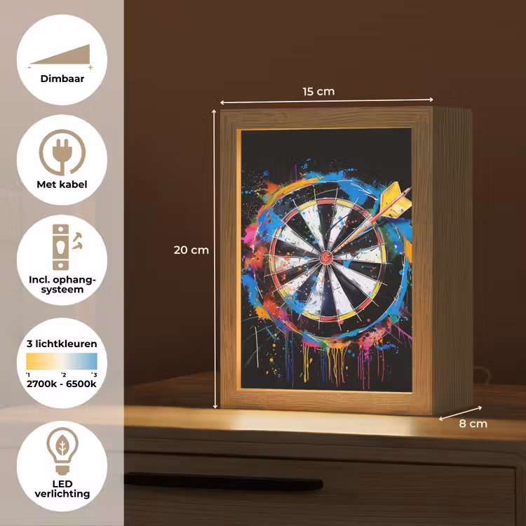 Graffiti - Sport - Darten - Dartbord Light Box met kabel (Tafellamp) klein -USP_NL