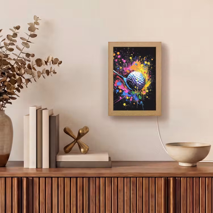 Graffiti - Sport - Golf - Golfclub Light Box met kabel (Tafellamp) klein -sfeer2