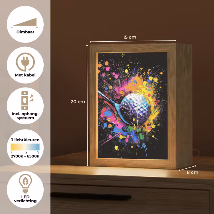 Graffiti - Sport - Golf - Golfclub Light Box met kabel (Tafellamp) klein -USP_NL