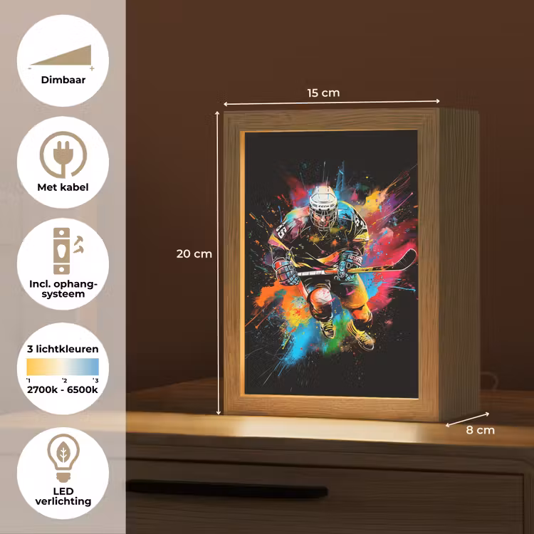 Graffiti - Sport - IJshockey - Hockey Light Box met kabel (Tafellamp) klein -USP_NL