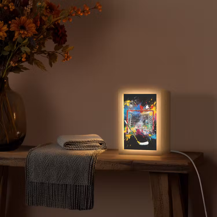 Graffiti - Sport - IJshockey - Hockey goal Light Box met kabel (Tafellamp) klein -sfeer4