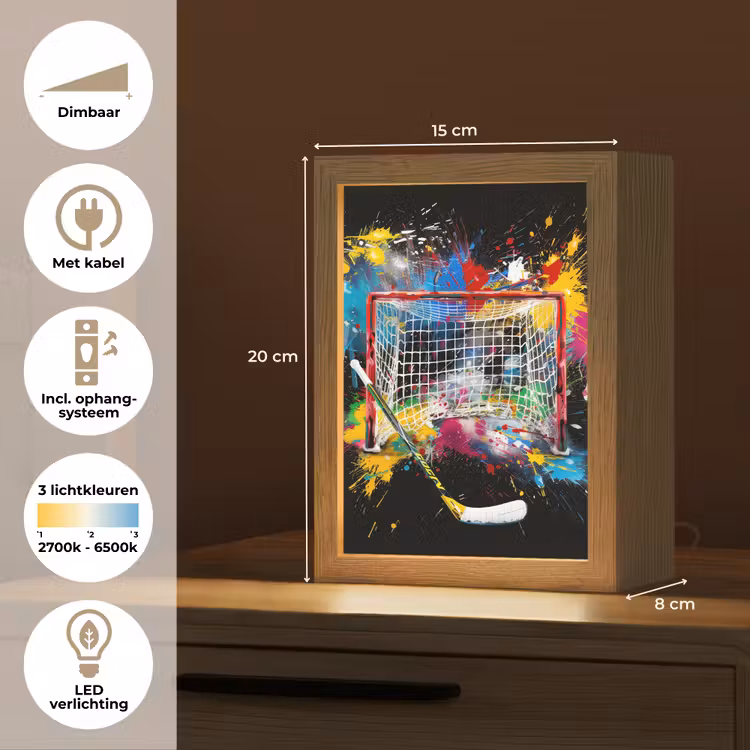 Graffiti - Sport - IJshockey - Hockey goal Light Box met kabel (Tafellamp) klein -USP_NL