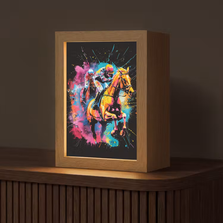 Graffiti - Sport - Paard rensport - Paardrijden Light Box met kabel (Tafellamp) klein -z3d_website