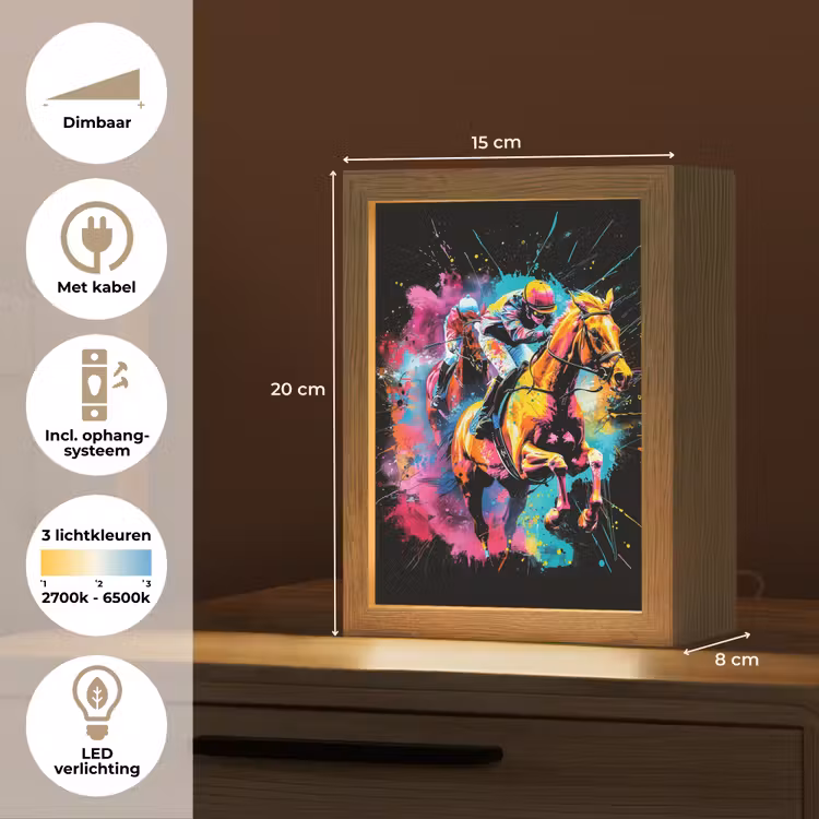 Graffiti - Sport - Paard rensport - Paardrijden Light Box met kabel (Tafellamp) klein -USP_NL