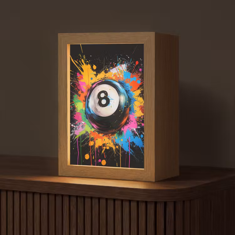 Graffiti - Sport - Pool bal - Biljart Light Box met kabel (Tafellamp) klein -z3d_website