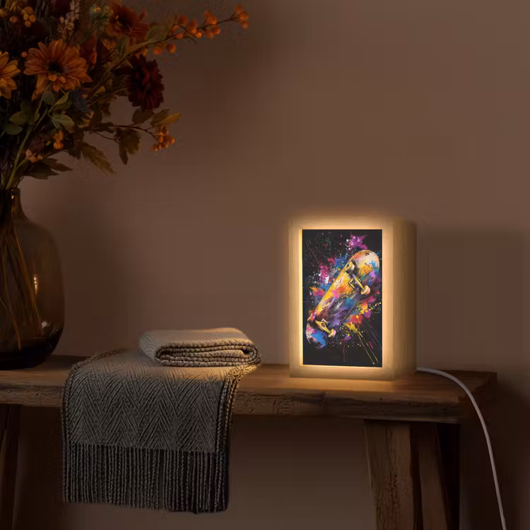 Graffiti - Sport - Skateboard - Skate Light Box met kabel (Tafellamp) klein -sfeer4