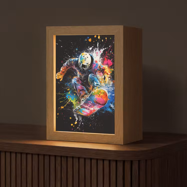 Graffiti - Sport - Snowboarden - Wintersport Light Box met kabel (Tafellamp) klein -z3d_website