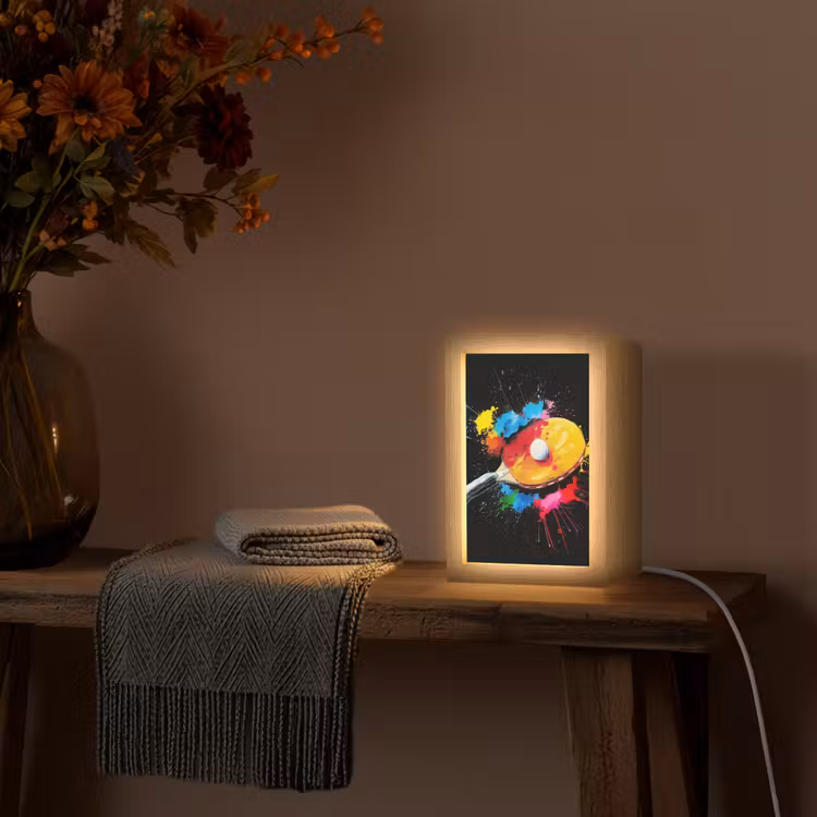 Graffiti - Sport - Tafeltennis - Verf Light Box met kabel (Tafellamp) klein -sfeer4