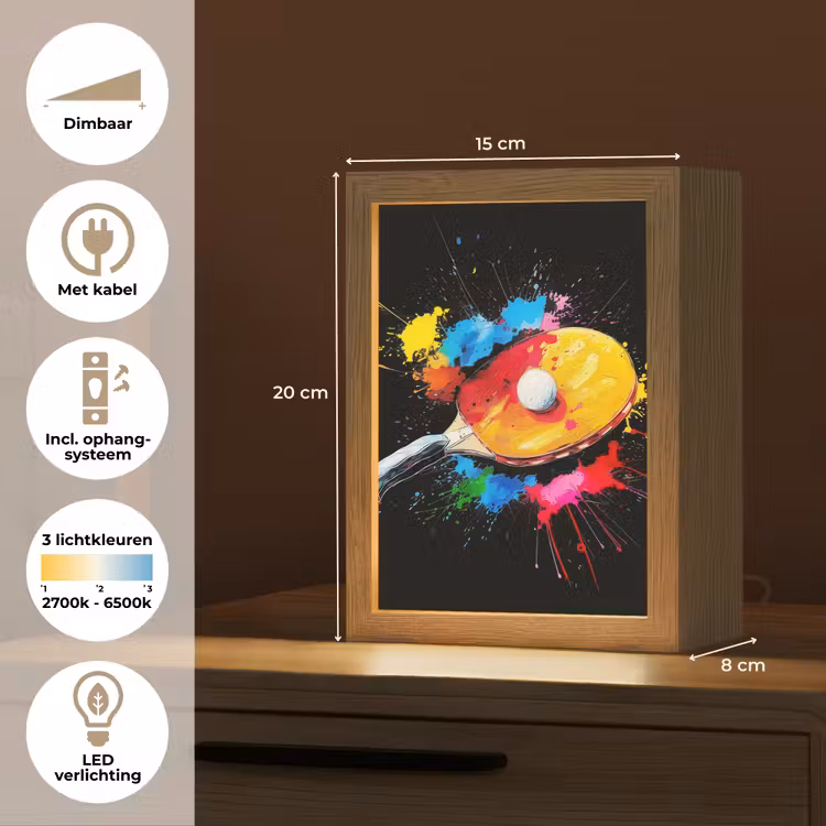 Graffiti - Sport - Tafeltennis - Verf Light Box met kabel (Tafellamp) klein -USP_NL