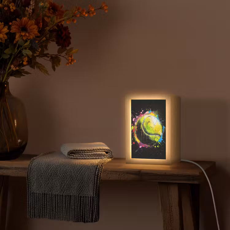 Graffiti - Sport - Tennis - Padel - Bal Light Box met kabel (Tafellamp) klein -sfeer4
