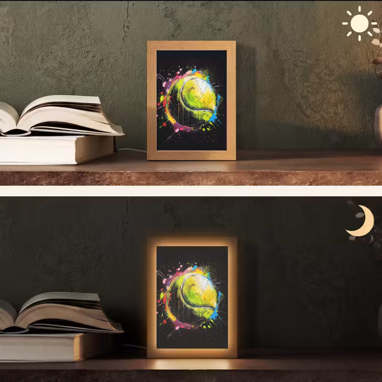 Graffiti - Sport - Tennis - Padel - Bal Light Box met kabel (Tafellamp) klein -sfeer3
