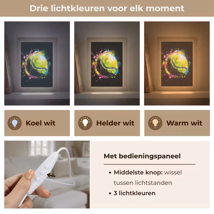 Graffiti - Sport - Tennis - Padel - Bal Light Box met kabel (Tafellamp) klein -USP_lichtkleurNL