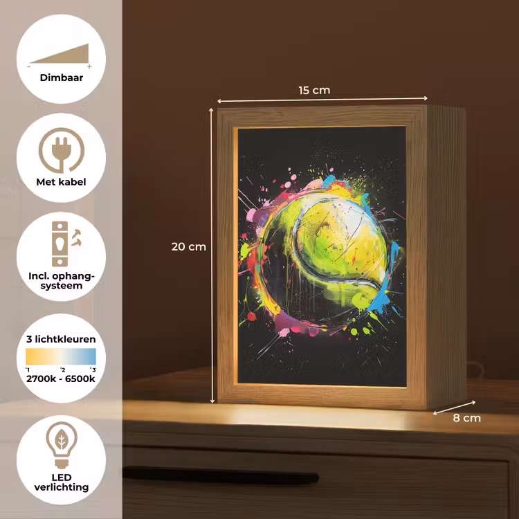 Graffiti - Sport - Tennis - Padel - Bal Light Box met kabel (Tafellamp) klein -USP_NL