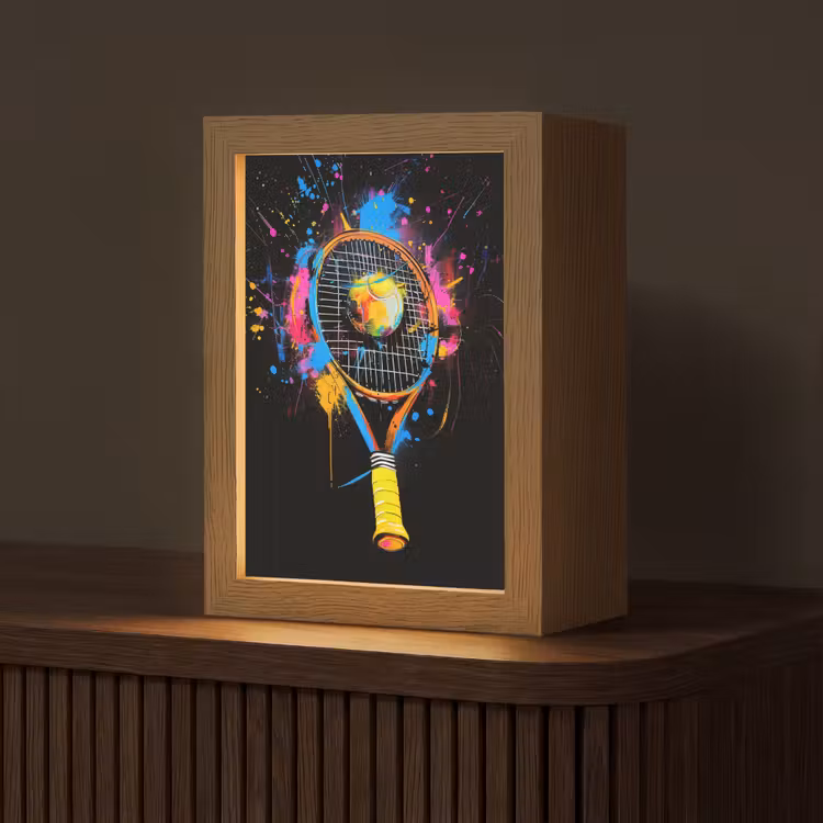 Graffiti - Sport - Tennis - Raket - Bal Light Box met kabel (Tafellamp) klein -z3d_website