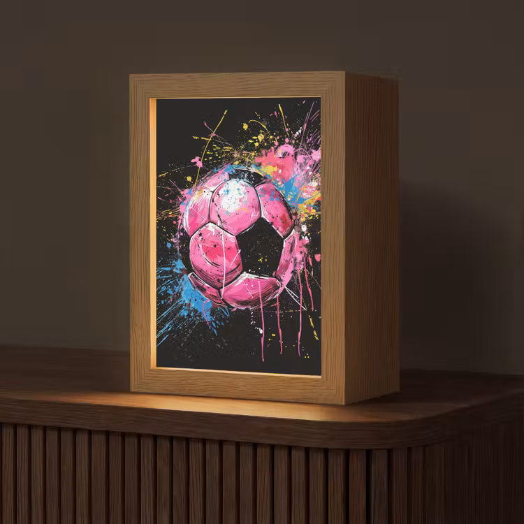 Graffiti - Sport - Voetbal - Bal - Roze Light Box met kabel (Tafellamp) klein -z3d_website
