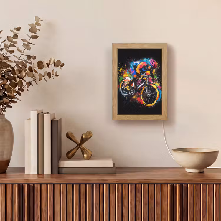 Graffiti - Sport - Wielrennen - Fiets Light Box met kabel (Tafellamp) klein -sfeer2