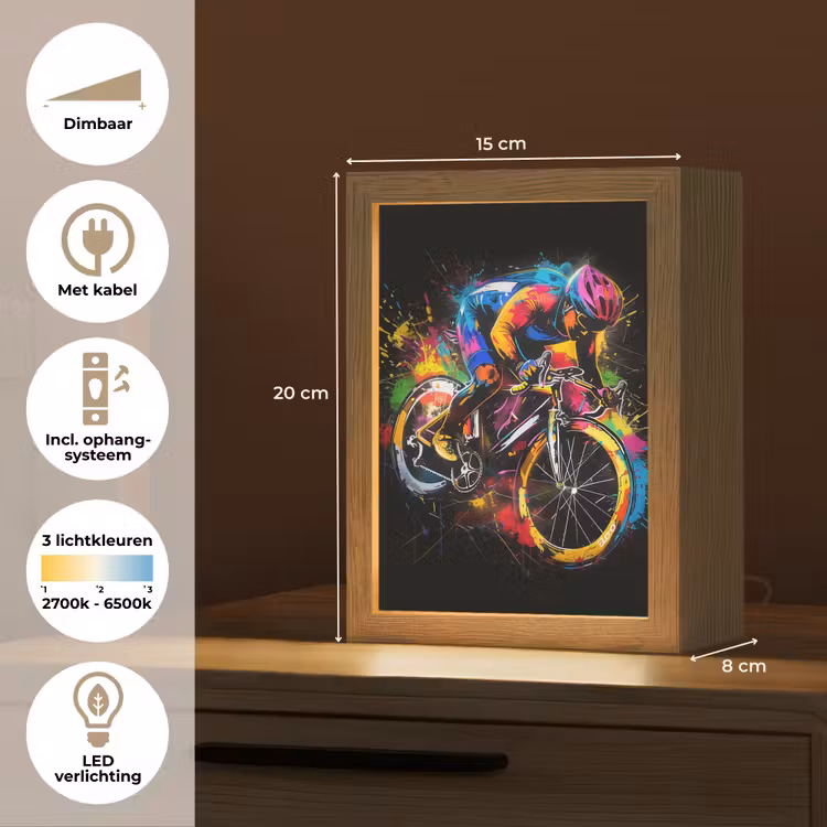 Graffiti - Sport - Wielrennen - Fiets Light Box met kabel (Tafellamp) klein -USP_NL