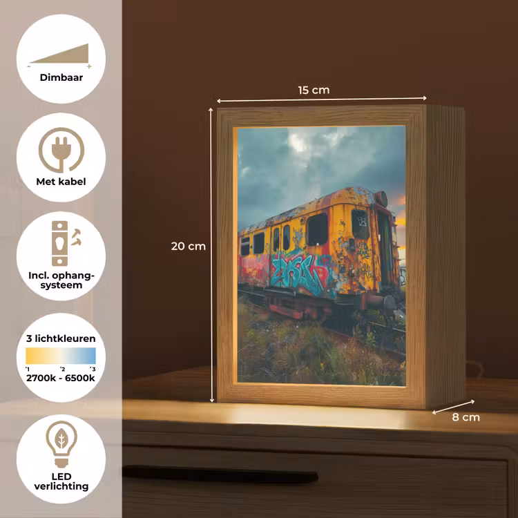 Graffiti - Verlaten trein - Street art Light Box met kabel (Tafellamp) klein -USP_NL