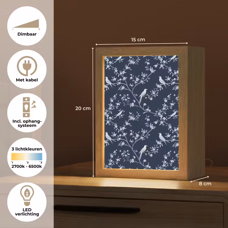 Grafisch - Bloesemtak - Blauw Light Box met kabel (Tafellamp) klein 925 -USP_NL